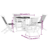 Produktbild för Hopfällbar matgrupp för trädgården 5 delar massiv teak