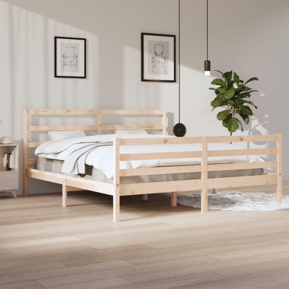 Produktbild för Sängram massiv furu 200x200 cm