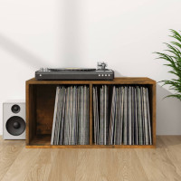 Produktbild för Vinylhylla rökfärgad ek 71x34x36 cm konstruerat trä