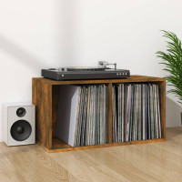 Produktbild för Vinylhylla rökfärgad ek 71x34x36 cm konstruerat trä