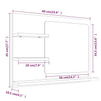 Produktbild för Badrumsspegel grå sonoma 60x10,5x45 cm konstruerat trä