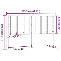 Produktbild för Sänggavel honungsbrun 165,5x4x100 cm massiv furu