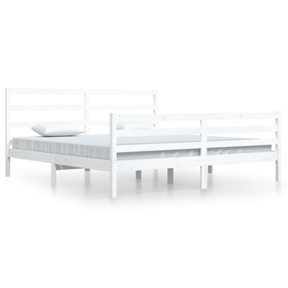 Produktbild för Sängram vit massiv furu 200x200 cm