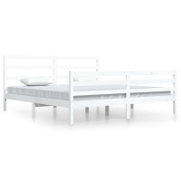 Produktbild för Sängram vit massiv furu 200x200 cm