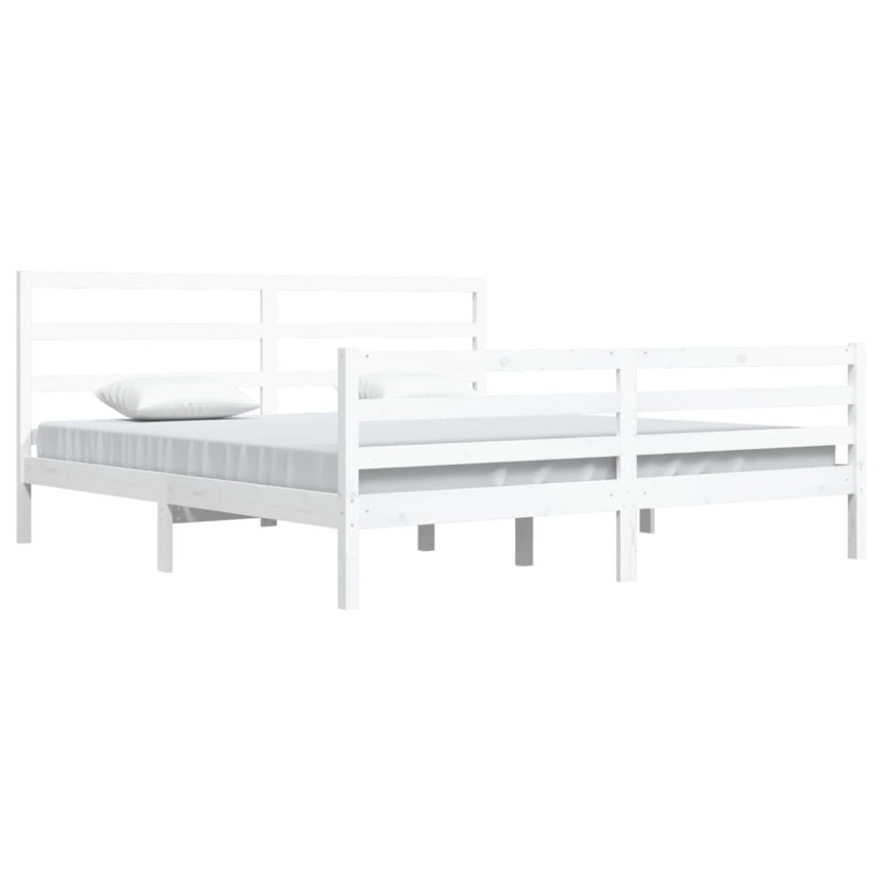 Produktbild för Sängram vit massiv furu 200x200 cm