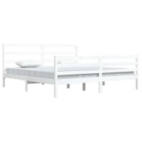 Produktbild för Sängram vit massiv furu 200x200 cm