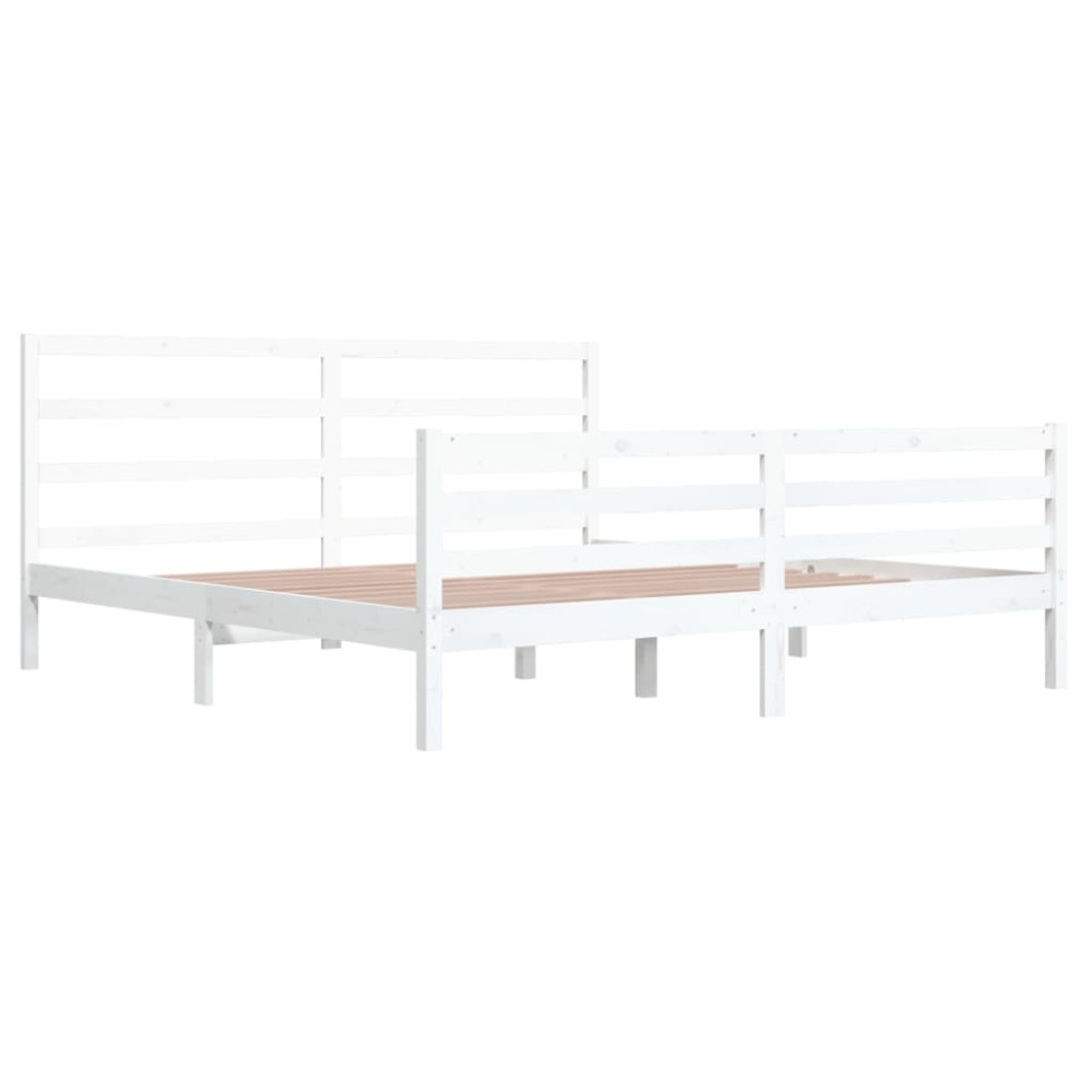 Produktbild för Sängram vit massiv furu 200x200 cm