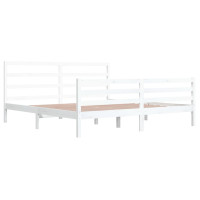 Produktbild för Sängram vit massiv furu 200x200 cm