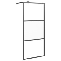 Produktbild för Duschvägg 90x195 cm halvfrostat ESG-glas svart