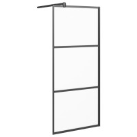 Produktbild för Duschvägg 80x195 cm frostat ESG-glas svart