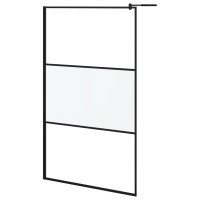 Produktbild för Duschvägg 115x195 cm halvfrostat ESG-glas svart