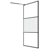 Produktbild för Duschvägg 115x195 cm halvfrostat ESG-glas svart