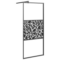 Produktbild för Duschvägg 80x195cm ESG-glas med stendesign svart