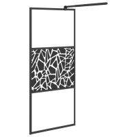 Produktbild för Duschvägg 90x195cm ESG-glas med stendesign svart