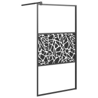 Produktbild för Duschvägg 100x195cm ESG-glas med stendesign svart