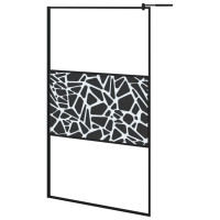 Produktbild för Duschvägg 115x195cm ESG-glas med stendesign svart