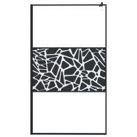 Produktbild för Duschvägg 115x195cm ESG-glas med stendesign svart