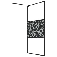 Produktbild för Duschvägg 115x195cm ESG-glas med stendesign svart