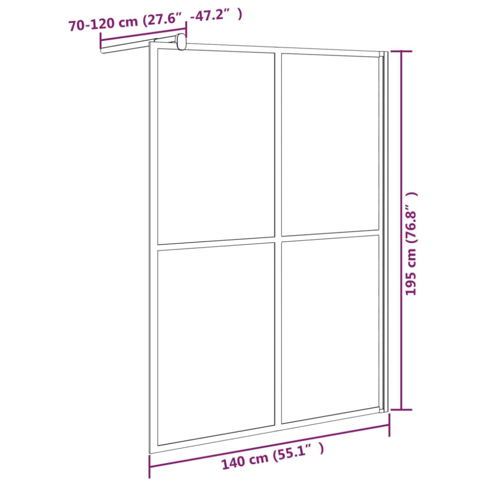 Produktbild för Duschvägg 140x195 cm mörkt härdat glas