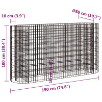 Produktbild för Planteringsgabion galvaniserat järn 190x50x100 cm