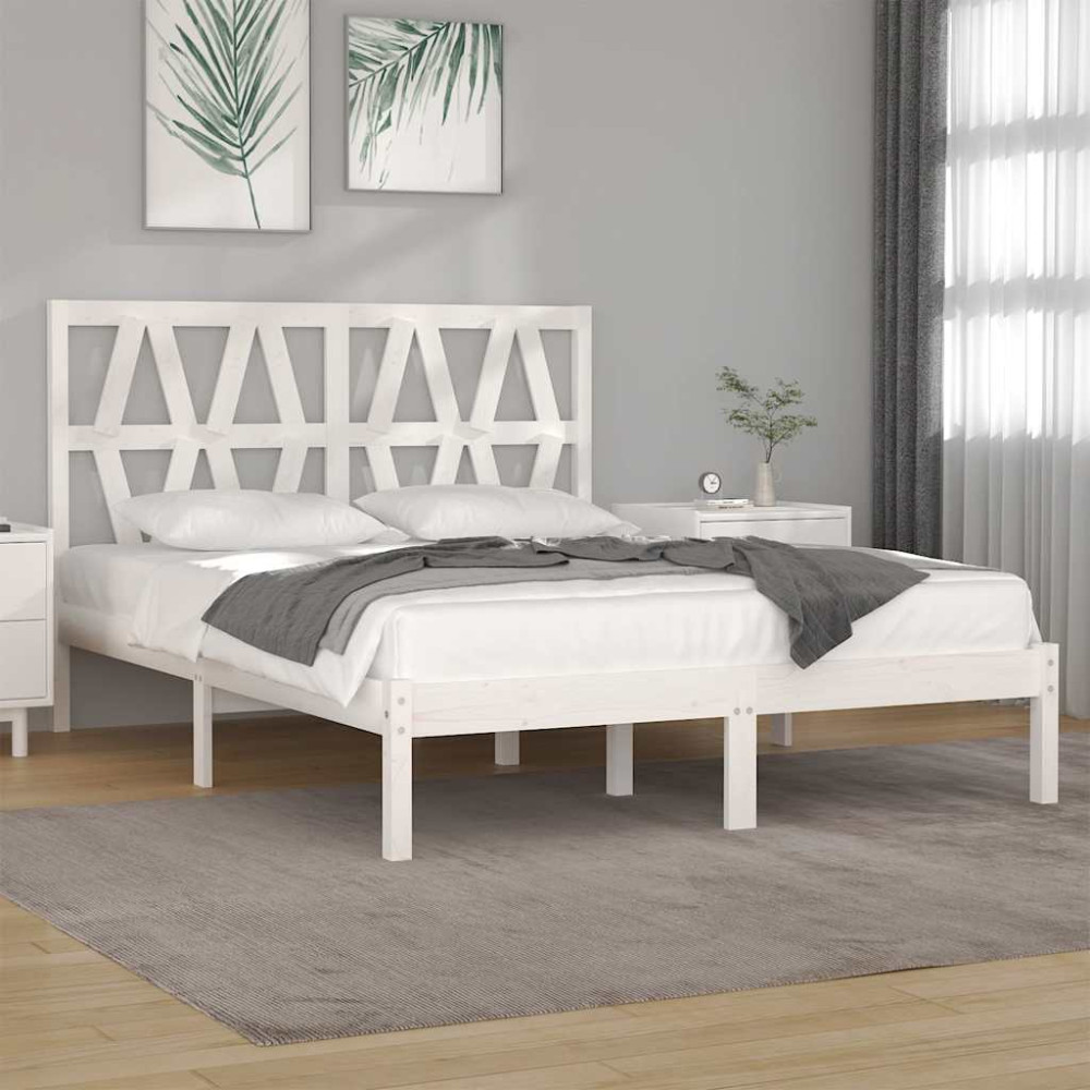 Produktbild för Sängram vit massiv furu 120x200 cmmassiv