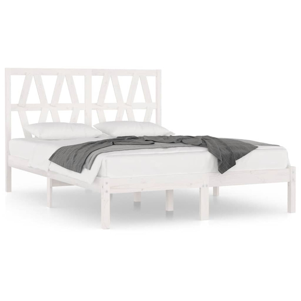 Produktbild för Sängram vit massiv furu 120x200 cmmassiv