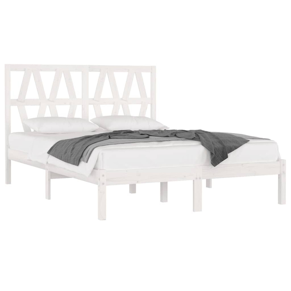 Produktbild för Sängram vit massiv furu 120x200 cmmassiv