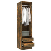Produktbild för Garderob med lådor rökfärgad ek 50x50x200 cm konstruerat trä