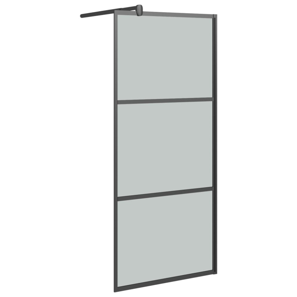 Produktbild för Duschvägg 90x195cm halvfrostat ESG-glas svart