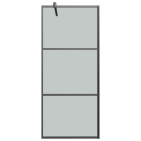Produktbild för Duschvägg 90x195cm halvfrostat ESG-glas svart