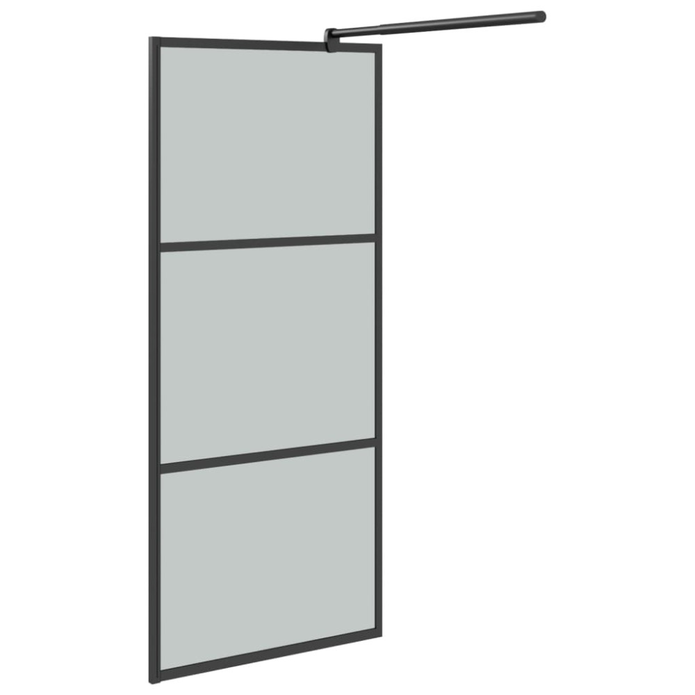 Produktbild för Duschvägg 90x195cm halvfrostat ESG-glas svart