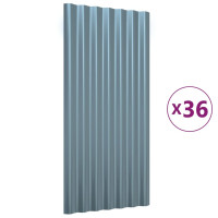 Produktbild för Takplåt 36 st pulverlackerat stål grå 80x36 cm