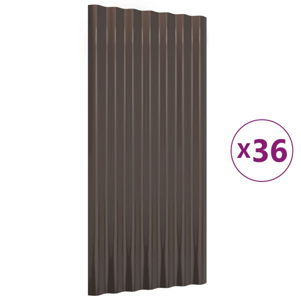 Produktbild för Takplåt 36 st galvaniserat stål brun 80x36 cm