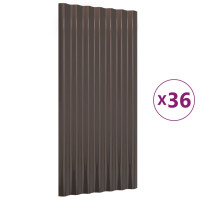 Produktbild för Takplåt 36 st galvaniserat stål brun 80x36 cm