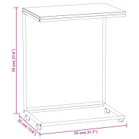 Produktbild för Sidobord med hjul svart 55x35x70 cm konstruerat trä