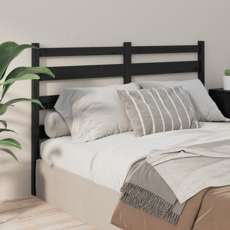 Produktbild för Sänggavel svart 206x4x100 cm massiv furu