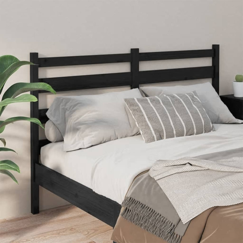 Produktbild för Sänggavel svart 206x4x100 cm massiv furu