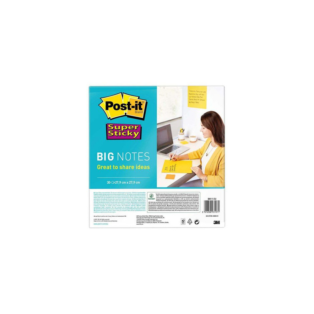 Produktbild för Notes POST-IT SS 279x279mm gul