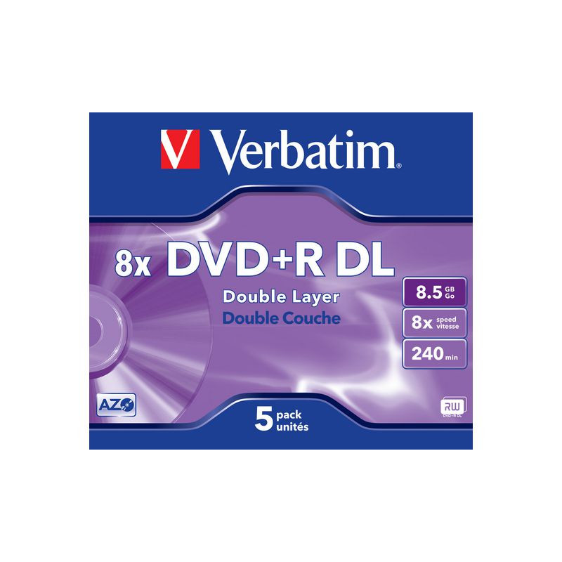 Produktbild för DVD+R VERBATIM 8,5GB Dual Layer 5/fp