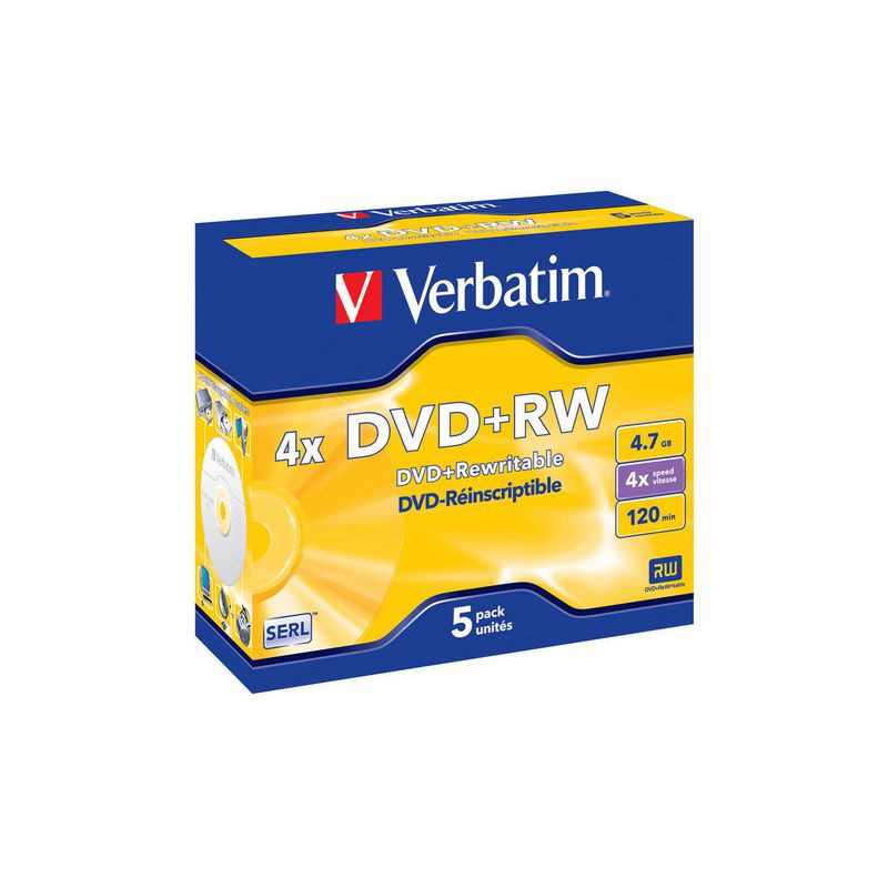 Produktbild för DVD+RW VERBATIM 4,7GB 5/fp
