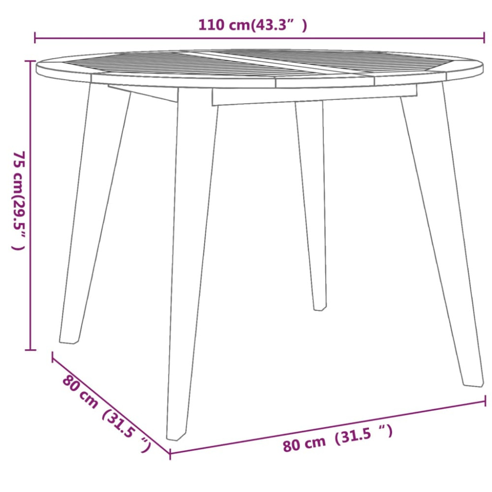 Produktbild för Trädgårdsbord Ø110x75 cm massivt akaciaträ