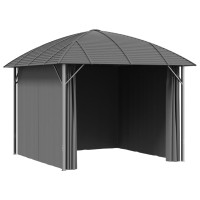 Produktbild för Paviljong med draperier och välvt tak 3x3 m antracit