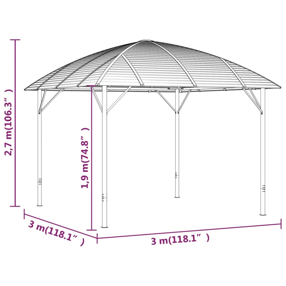 Produktbild för Paviljong med draperier och välvt tak 3x3 m antracit