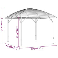 Produktbild för Paviljong med draperier och välvt tak 3x3 m antracit
