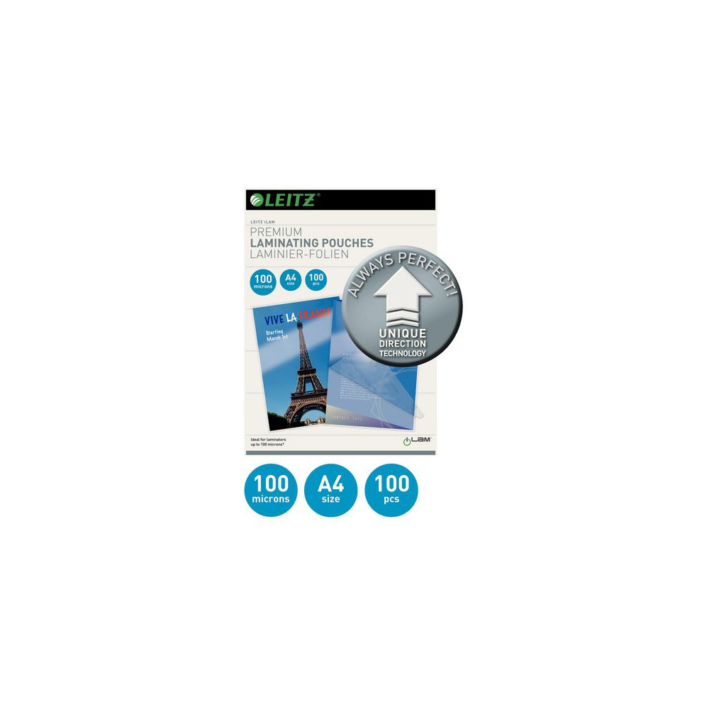 Produktbild för Laminat LEITZ UDT A4 100mic klar 100/fp