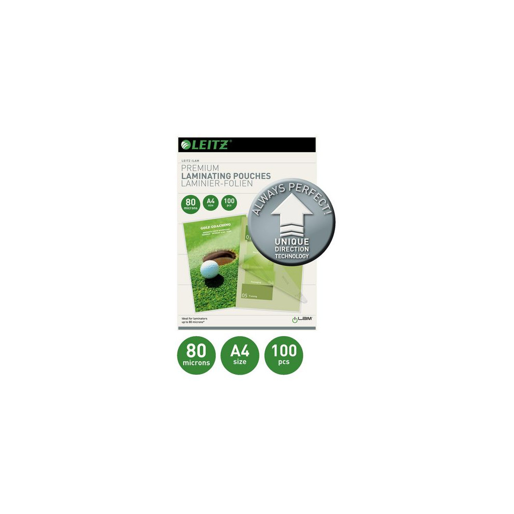 Produktbild för Laminat LEITZ UDT A4 80mic klar 100/fp