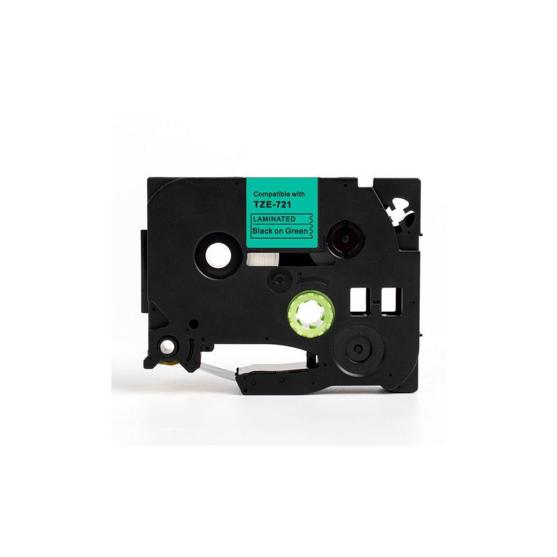 Produktbild för Tape 9mm TZe-721 svart på grön