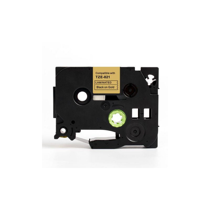 Produktbild för Tape 9mm TZe-821 svart på guld