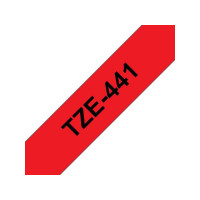 Produktbild för Tape BROTHER TZE441 18mm svart på röd
