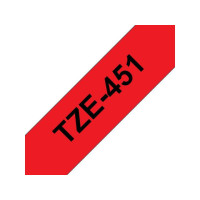 Produktbild för Tape BROTHER TZE451 24mm svart på röd